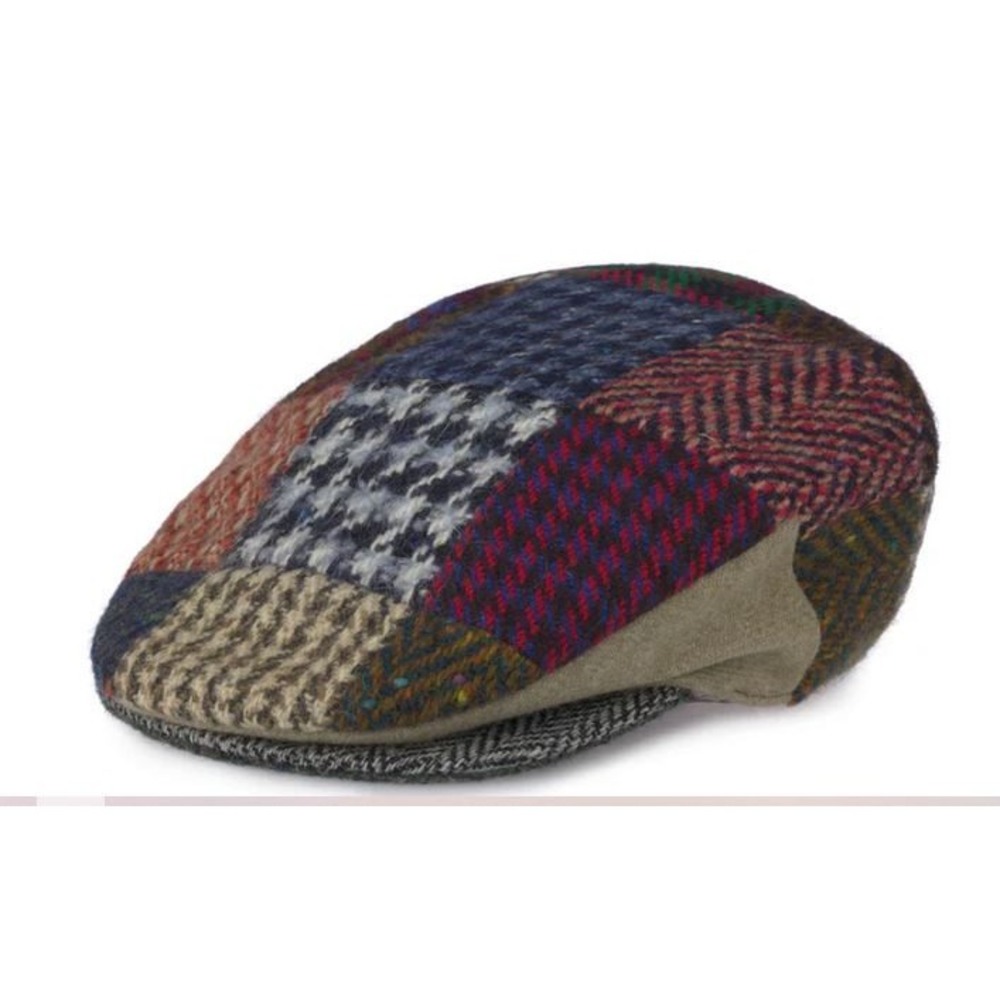 Vintage style Flat Cap Heavy Patchwork Tweed Hanna Hats Made in Ireland XL